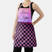 シックなギンガムピンクパーソナライズされた色 エプロン (インサイチュ)