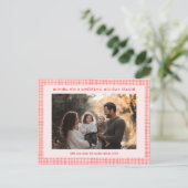 シックなギンガムピンクレッドクリスマスカスタム3写真 シーズンポストカード (スタンド正面)