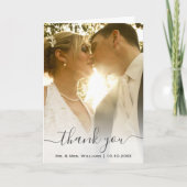 シックなクラシックトレンディー新郎新婦の結婚写真 サンキューカード (正面)