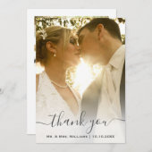 シックなクラシックトレンディー新郎新婦の結婚写真 サンキューカード (正面/裏面)