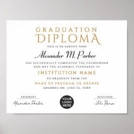 シックなクラシック金ゴールドブラック学院のロゴディプロマ ポスター