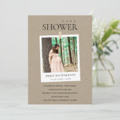 シックなクラフトミニマルカスタムフォトベビーシャワー招待状 サンキューカード (スタンド正面)