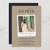 シックなクラフトミニマルカスタムフォトベビーシャワー招待状 サンキューカード (正面/裏面)