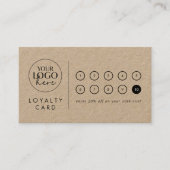 シックなクラフト紙ロゴビジネス報酬10パンチ ロイヤリティカード (正面)