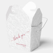 シックなクランベリーサンキューホワイトフィリグレ結婚ーズ フェイバーボックス (オープン)