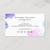 シックなクリエイティブメイクアップアーティストウォーターカラーアイ 名刺 (裏面)