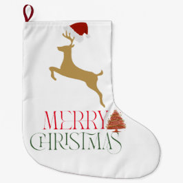 シックなクリスマスのスカンジナビア柄 ラージクリスマスストッキング