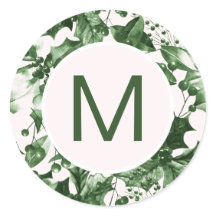 シックなクリスマスグリーンホリープリントモノグラム