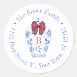 シックなクリスマスジンジャージャールモノグラム差出人住所 ラウンドシール