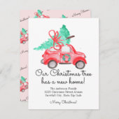 シックなクリスマスツリー新しいホームカーおもしろいスクリプト移動 案内状 (正面/裏面)