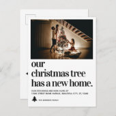 シックなクリスマスツリー新しいホームフォトホリデームービング 案内ポストカード (正面/裏面)