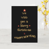 シックなクリスマスツリー金ゴールド効果のブラック カード (黄色い花)