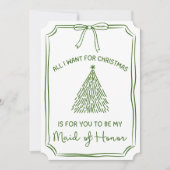 シックなクリスマスツリー&ボウメイド・オブ・オーナー（花嫁付き添い人）提案 カード (正面)