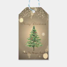 シックなクリスマスツリー、紙吹雪 ギフトタグ