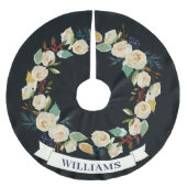 シックなクリスマスバラリースパターン ブラッシュドポリエステルツリースカート (正面)