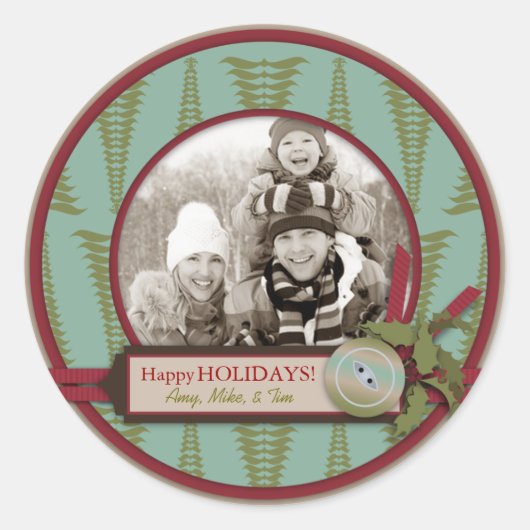 シックなクリスマスフォトシール2 ラウンドシール (正面)