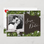 シックなクリスマスフォト日付を保存 案内ポストカード (正面/裏面)