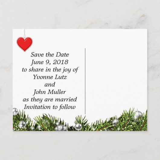 シックなクリスマスフォト日付を保存 案内ポストカード (裏面)