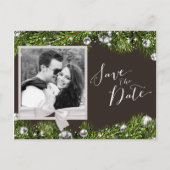 シックなクリスマスフォト日付を保存 案内ポストカード (正面)