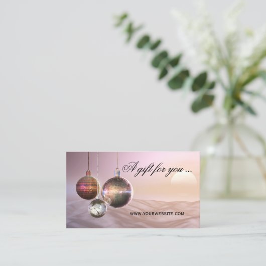 シックなクリスマスプレゼント証明書テンプレート 割引カード (スタンド正面)