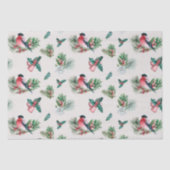 シックなクリスマスホリデーブルフィンチパインホリー 薄葉紙 (正面)