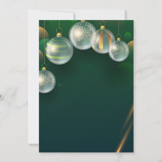シックなクリスマスボールグリーンクリスマスパーティー 招待状 (裏面)