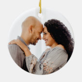 シックなクリスマスポインセチアの果実の葉の写真 セラミックオーナメント (裏面)