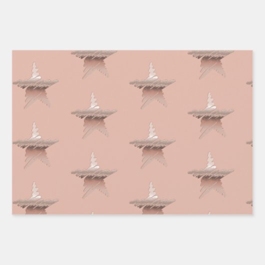 シックなクリスマスメタリックなバラ金ゴールドの星栗 ラッピングペーパーシート (正面2)