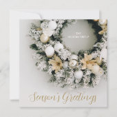 シックなクリスマスリースビジネスサンキュースクエア シーズンカード (正面)