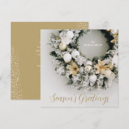 シックなクリスマスリースビジネスサンキュースクエア シーズンカード