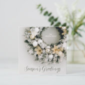 シックなクリスマスリースビジネスサンキュースクエア シーズンカード (スタンド正面)