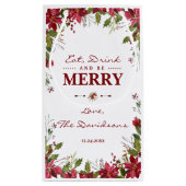 シックなクリスマスレッド食べポインセチアの飲み物&メリーbe スモールペーパーバッグ (裏面)