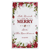 シックなクリスマスレッド食べポインセチアの飲み物&メリーbe スモールペーパーバッグ (正面)