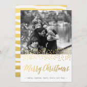 シックなクリスマス金ゴールド紙吹雪のフォトカード シーズンカード (正面/裏面)