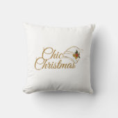 シックなクリスマス:ミニマリストSanta Hat & Holly Desig クッション (正面)