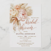 シックなクリーミーフローラブライダルシャワーフォイル招待状 箔招待状 (正面)