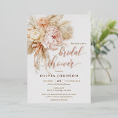 シックなクリーミーフローラブライダルシャワーフォイル招待状 箔招待状 (立ち正面)