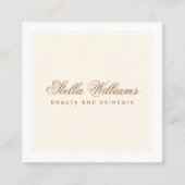 シックなクリームアイボリーホワイト美しいスキンケアのミニマリスト スクエア名刺 (正面)