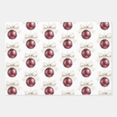 シックなクリームブラウンストライプオーナメント ラッピングペーパーシート (正面2)