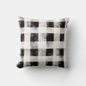 シックなクリームブラックプレイドクリスマス クッション (正面)