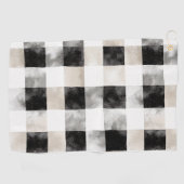 シックなクリームブラックプレイド ゴルフタオル (横)