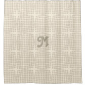 シックなクリームリネンチェックシャワーカーテン シャワーカーテン (正面)