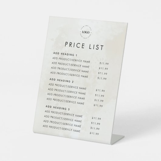 シックなクリーム大理石の追加ロゴ価格リスト美しいサロン 台座サイン (正面)