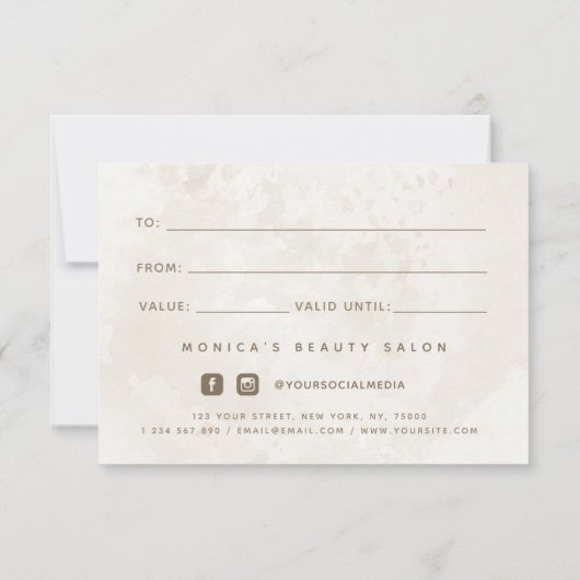 シックなクリーム大理石ソフトカラーニュートラルエレガント (裏面)