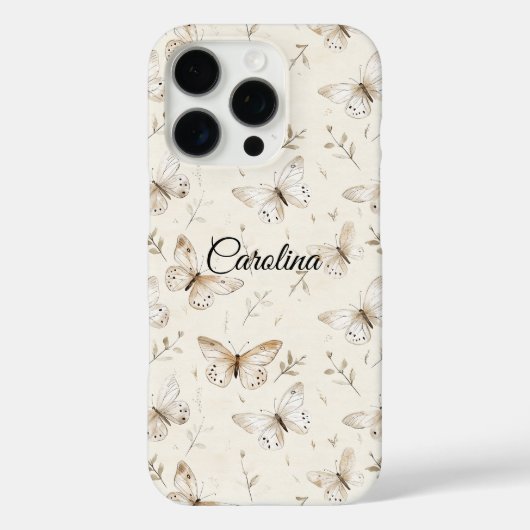 シックなクリーム色の蝶々 Case-Mate iPhoneケース (裏面)