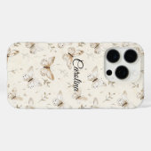 シックなクリーム色の蝶々 Case-Mate iPhoneケース (裏面 (横))
