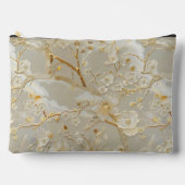 シックなクリーム金ゴールドフローラルパターン アクセサリーポーチ (正面)
