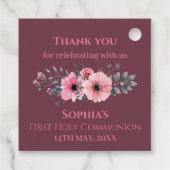 シックなクロスファースト聖体拝領ガールピンクの花 フェイバータグ (裏面)