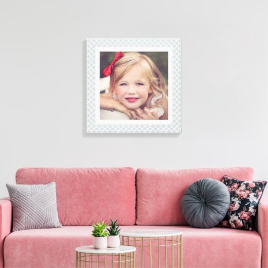 シックなクローバーカスタムカラーファミリーフォト キャンバスプリント (インサイチュ (リビング))