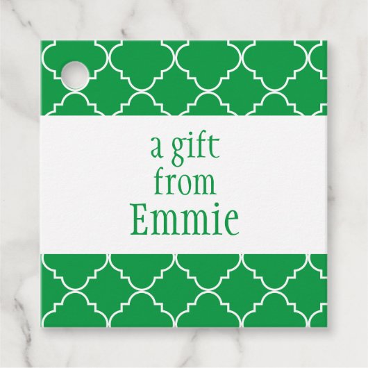シックなクローバーパーソナライズされたギフトまたはメッセージカード フェイバータグ (正面)